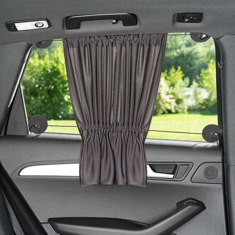 Thumbnail - Odipie - Auto-Sonnenschutz 68 x 50 cm – Auto-Vorhang mit Saugnapf – UV-Schutz – ideal für große Seitenfenster – Grau (x ...