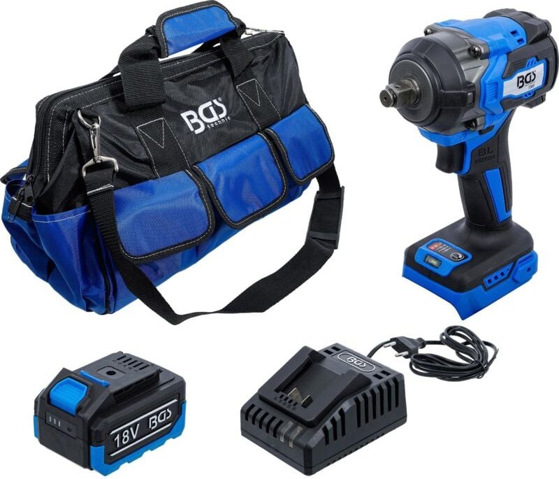 Akku-Schlagschrauber-Satz bürstenlos 550 Nm 18 V mit Akku und Schnell-Ladegerät