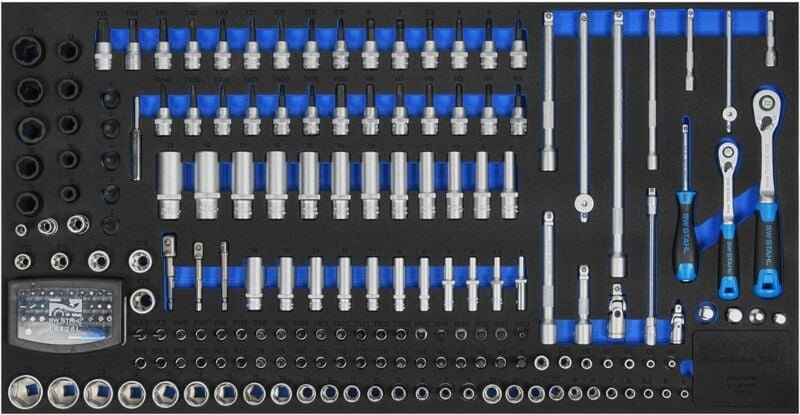 SW-Stahl Z3011-13 Werkstattwagensortiment, Steckschlüssel 1/2', mit Ratsche, 95 tlg I Werkzeugwagen Einlagen I Profi Wer...