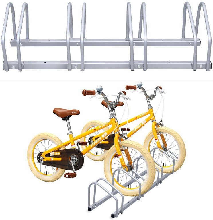 Thumbnail - Swanew Fahrradstaender Boden und Wandmontage, Mehrfachstaender Fahrradparker, Aufstellstaender, Silber (für 4 Fahrraeder...