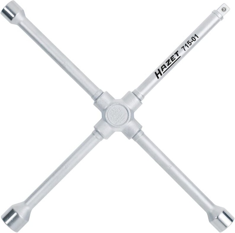 Kreuzschlüssel, Außen-Sechskant Profil, 17 x 19 x 22 x Außenvierkant 12,5 = 1/2 mm, 420 mm lang - Hazet