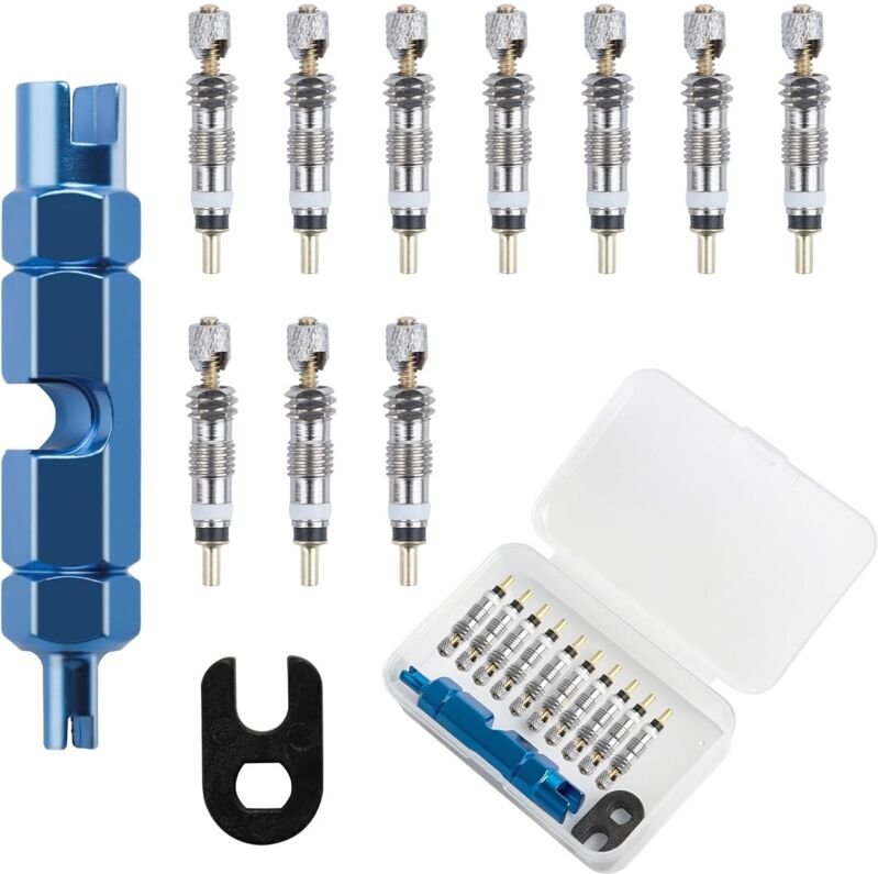 Jalleria - 12 Stück Presta-Ventilkerne, Presta-Ventilkerne mit 2 Teilen, Presta-Ventil-Set mit Ventilkernentferner, Pres...
