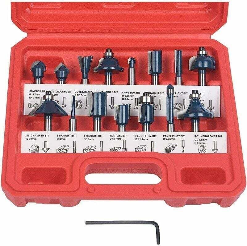 Thumbnail - Shining House - Hebefräser, 15-teiliges gerades Nutmesser, Nutmesser-Set, Holzschneidwerkzeuge (Kunststoffbox)