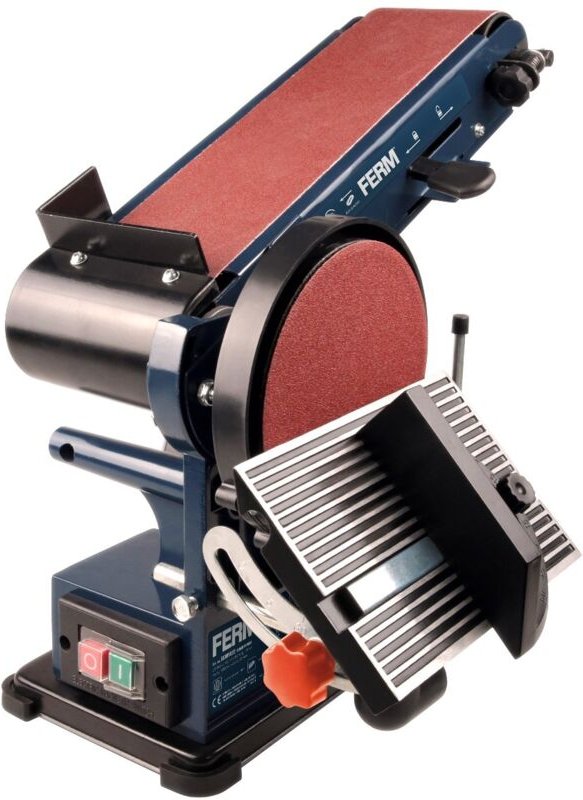 Bandschleifmaschine – 350W – 150mm - Einschl. 2 Schleifbänder (P80 & P120) und 2 Schleifscheiben (P80 & P120) - Ferm