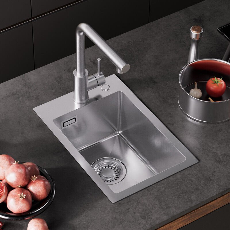 CECIPA MAX Edelstahl Küchenspüle 30 x 45 cm Kleine Küchenspüle Aufsatzspüle inkl. Ablaufgarnitur Set, Gebürstet