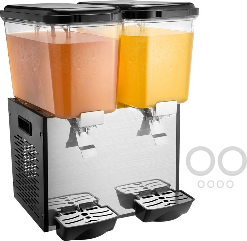 Mophorn - Kommerzieller Getränkespender, 2 x 18-Liter-Tanks, 370 w, 7–12 °c Kühlung, Edelstahl für Restaurants und Bars