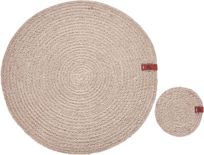 6 Personen Tischset mit Untersetzern Naturfarben Jute Geflochten Rund ⌀ 35 cm 12-Teilig Handmade Boho-Stil Esszimmer Küc...