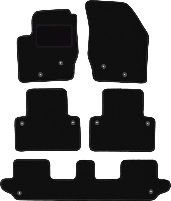 Schwarze Velours-Fußmatten für: Volvo XC90 I SUV 7-Sitzer (2002-2014)