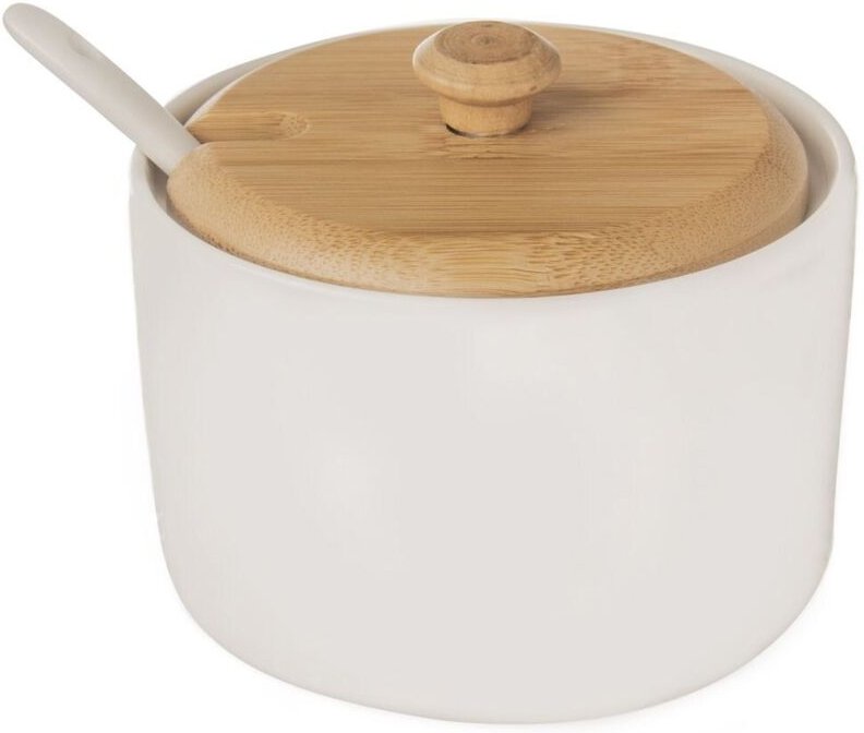 Orion - Sugar bowl in porcelain and bamboo - elegant and practical for the kitchen