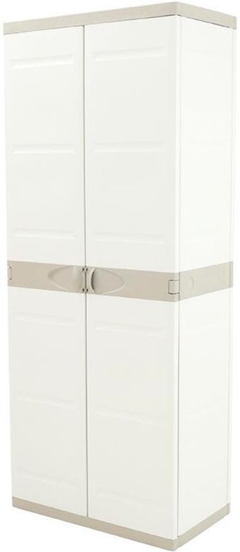 Kunststoffschrank mit 4 Einlegeböden und Besenhalter 70x44x176 cm beige 9204