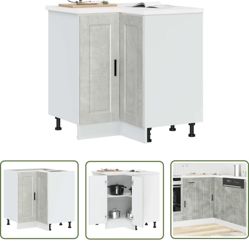 The Living Store - vidaXL Küchen-Eckunterschrank Porto Betongrau Holzwerkstoff