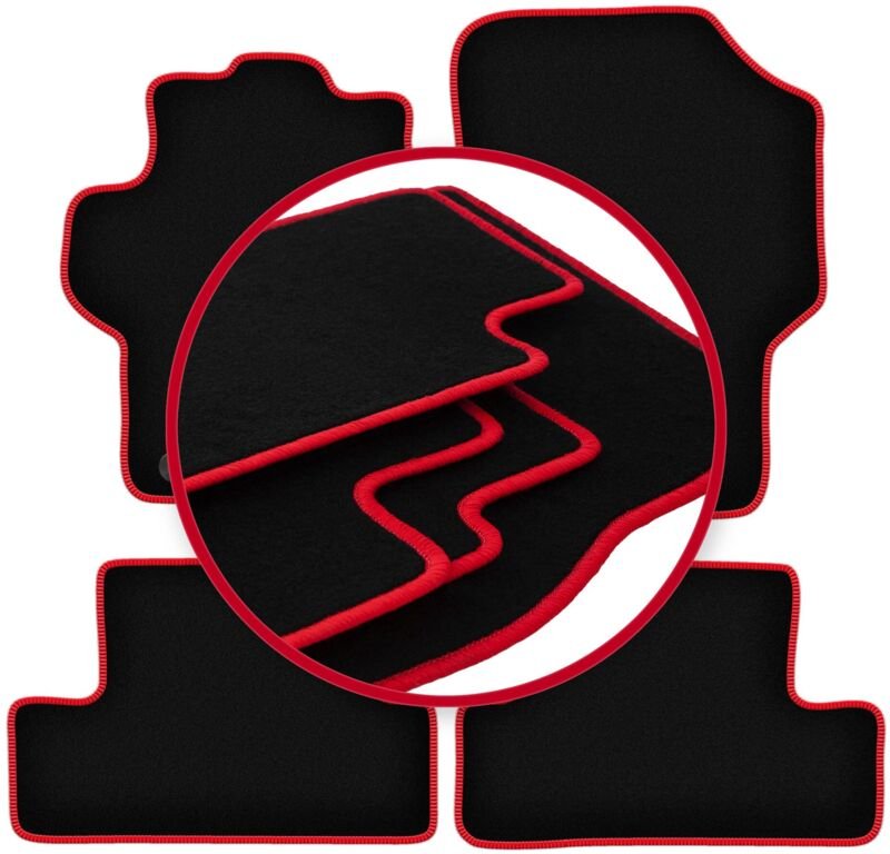 CARLUX-RED Auto-Fußmatten für: Peugeot 1007 Minivan (2004-2009)