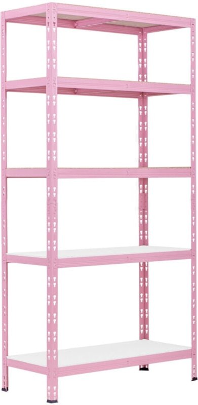 Schwerlastregal Stahl 180x90x40cm 5 Holzböden 600kg rosa Regal Mehrzweckregal