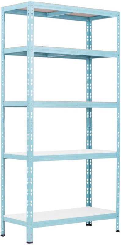 Schwerlastregal Stahl 180x90x40cm 5 Holzböden 600kg türkis pastelgrün Regal