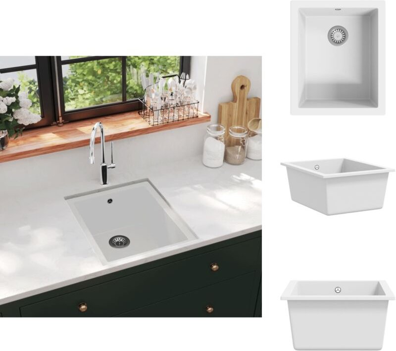 Vidaxl - Küchenspülen & Spülbecken - Living Küchenspüle mit Überlauf Weiß Granit - Weiß