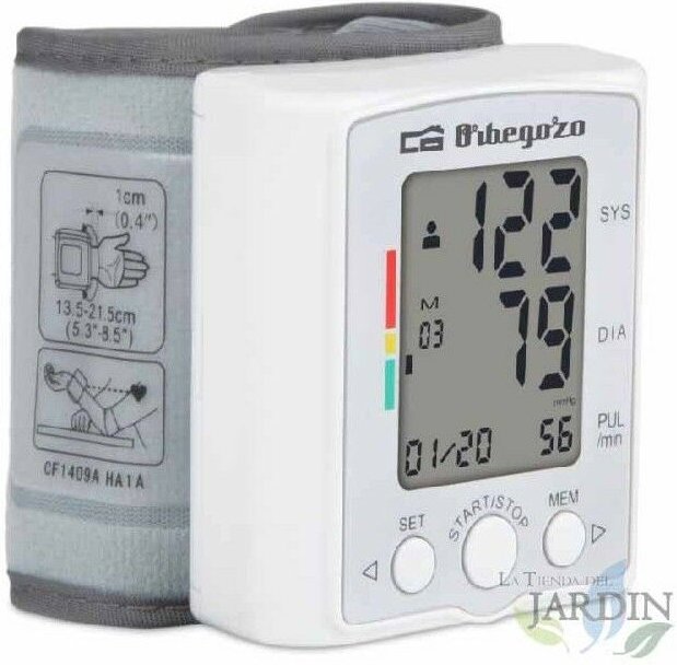 Suinga - Orbegozo Handgelenk-Blutdruckmessgerät 60 Speicher für 2 Benutzer mit Datum und Uhrzeit. Großes, gut lesbares L...