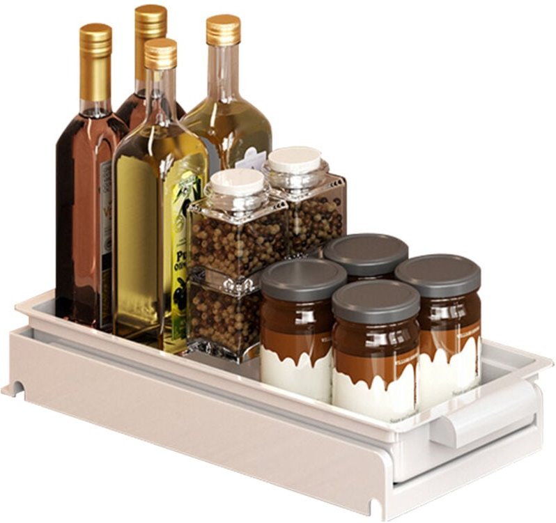 Ausziehbarer Spülschrank Organizer, Vorratsregal aus Karbonstahl mit Schubladen, Ausziehbare Schublade für Küche, Flasch...