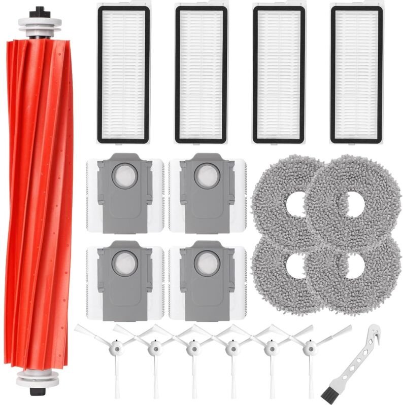 Zubehörset für Roborock Qrevo S/QRevo Pro/QRevo MaxV/Qrevo Plus. Ersatzteile: 1 Hauptbürste, 4 HEPA-Filter, 4 Wischmopps...