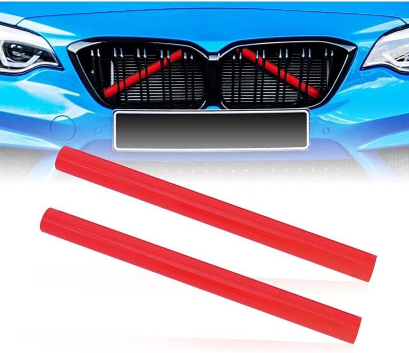 Thumbnail - Kompatibler BMW (2 Stück) Rot 330 mm F20 F30 F21 F22 F23 F31 F32 F33 F34 F36 F40 F44 Kühlergrilleinsatz Dekorativer Stre...