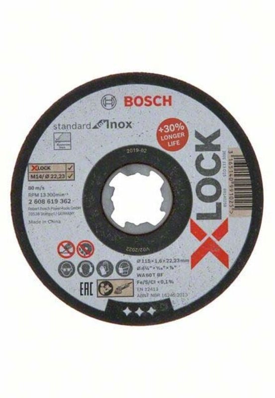 Bosch - 1 x-lock-Trennscheibe für Edelstahl Standard für flache Nabe 115x1,6mm 2608619362