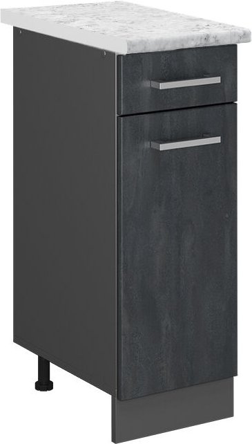 Schubladenschrank R-Line, Schwarz Beton, 30 cm ap Marmor Vicco