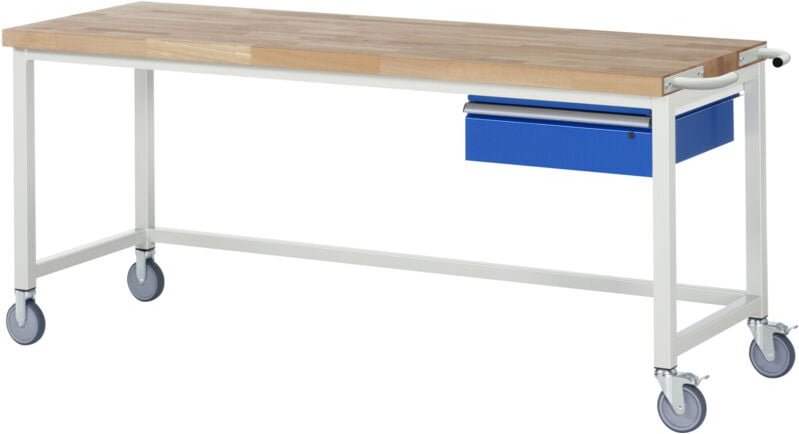 Fahrbare Werkbank mit Querstrebe und Schublade BxTxH 2000x700x880mm - RAU