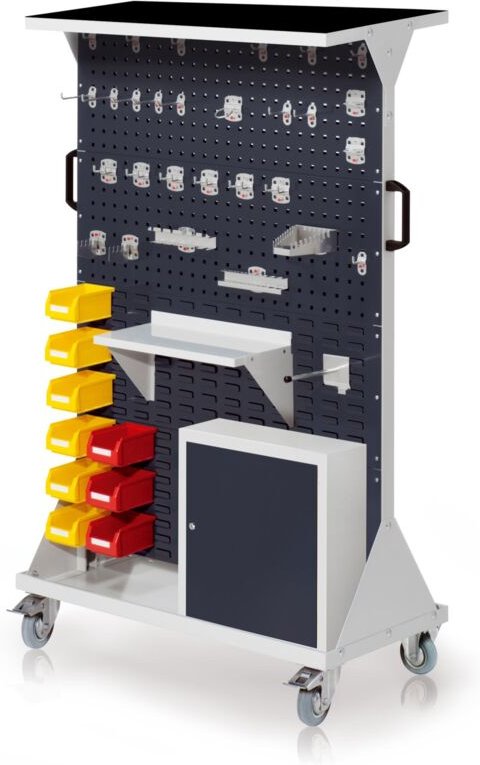 Kappes RasterMobil® mobiler Arbeitsplatzschrank Größe 4 1580x1000x500mm 4x Lochplatte 4x Schlitzplatte mit Auflageboden ...