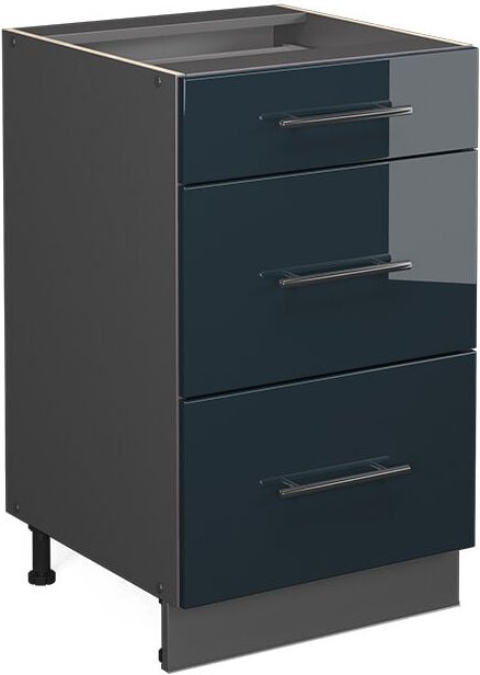 Schubladenschrank Fame-Line, Dunkelblau Hochglanz, 50 cm ohne Arbeitsplatte Vicco