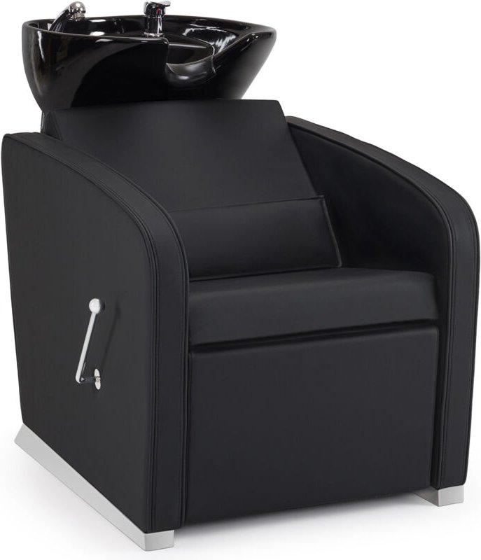 BarberPub Friseurstuhl mit Waschbecken, Klappbare Beinstütze, Friseur Waschbecken aus Keramik Verstellbar, Friseurwaschs...