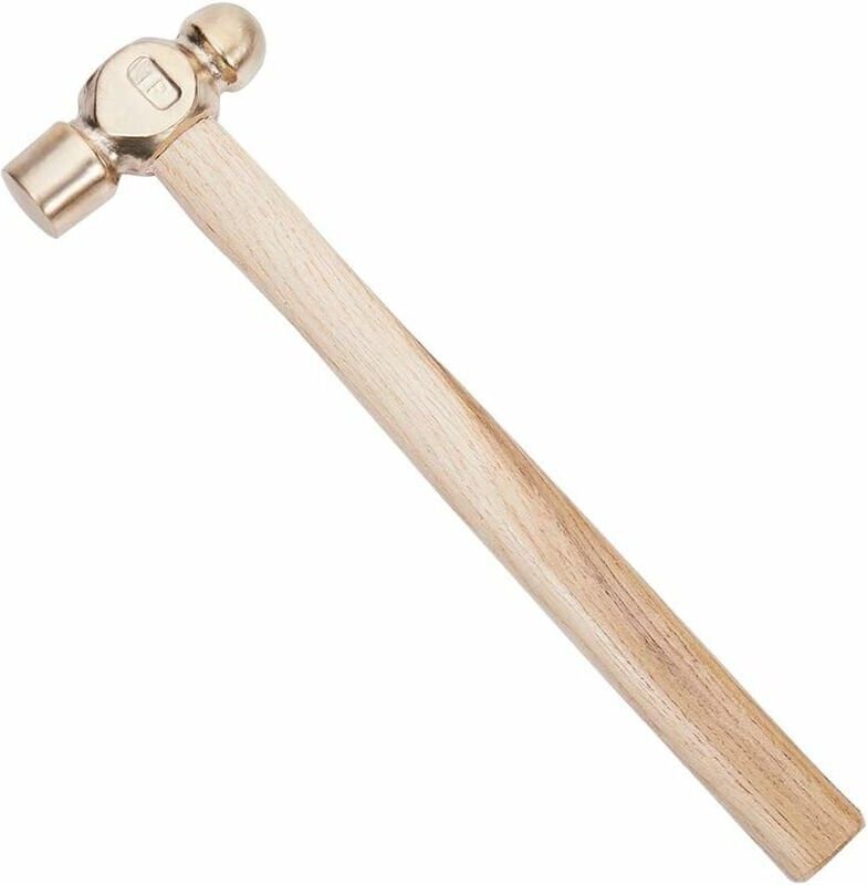 13 Zoll langer funkenfreier Metall-Stanzhammer aus Messing mit doppelseitigen Schlägelköpfen und Holzgriff für Heimwerke...
