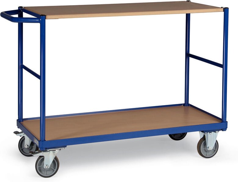 Protaurus Tischwagen mit Bordkante 2 Ladeflächen und waagerechtem Schiebegriff 1000x600mm