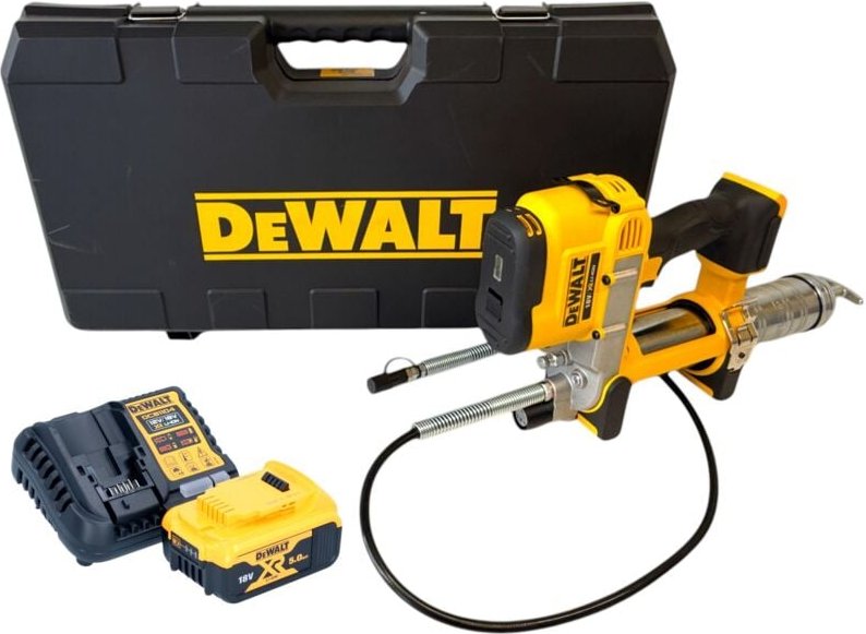 DeWalt DCGG 571 P1K Akku Fettpresse 18 V + 1x Akku 5,0 Ah + Ladegerät