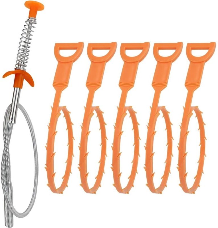 6-teiliges Frühlings-Abfluss-Entstopfungs-Werkzeug-Set – Küchenspüle, Dusche, Kanalisations-Entstopfungswerkzeug