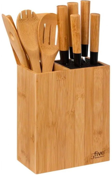 5five Simply Smart - Küchenutensilien-Set mit Bambusblock: 6 Messer und 5 Küchenhelfer