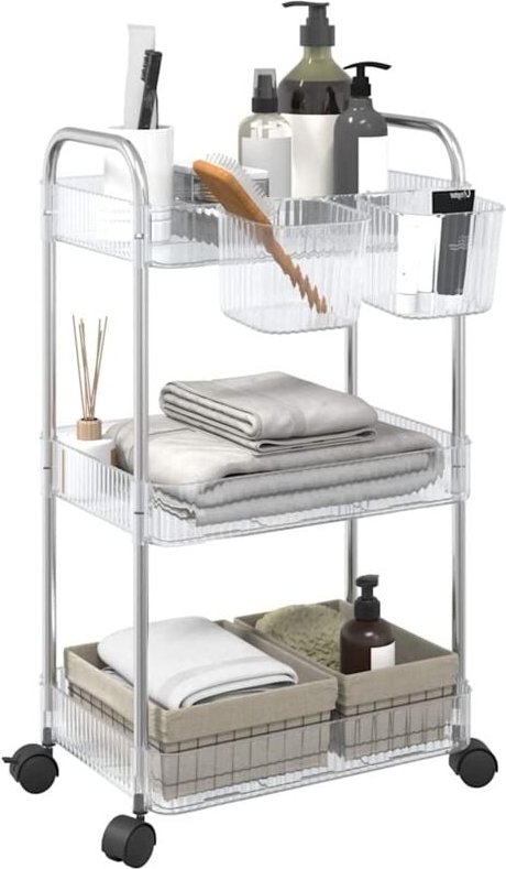 Vidaxl - Aufbewahrungswagen 3 Etagen Transparent 37x28x68 cm Acryl 245376