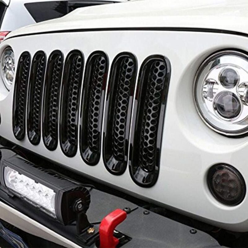 Grille Grille Black Abs 7Pcs Black Car Front Bumper Mesh Grille Passt für für jk 2007 2017
