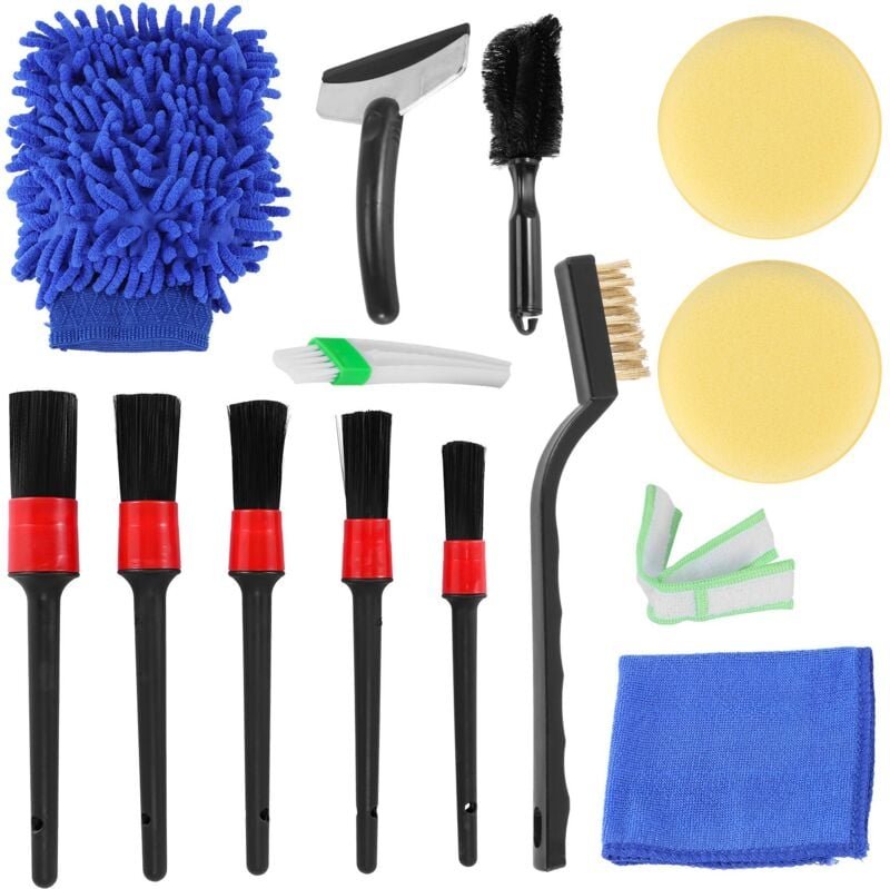 Tlily - 13 StüCk Detailing BüRste Set Auto Reinigung BüRsten Innen Werkzeug für LüFtung öFfnungen Felge Schmutz Werkzeug...