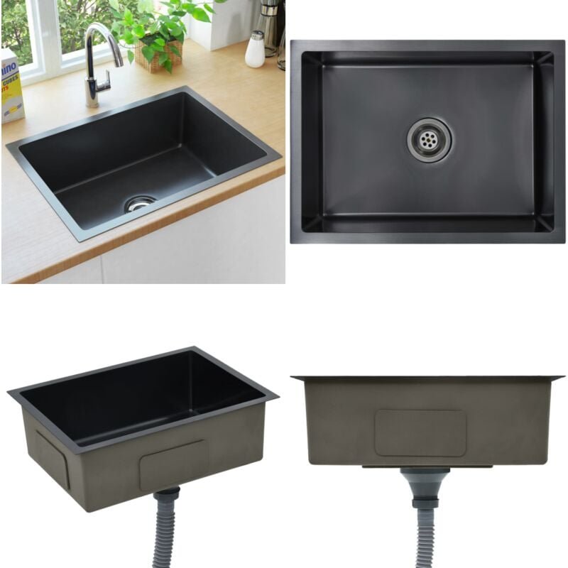 Handgefertigte Küchenspüle Schwarz Edelstahl - Küchenspüle - Küchenspülen - Home & Living - Schwarz