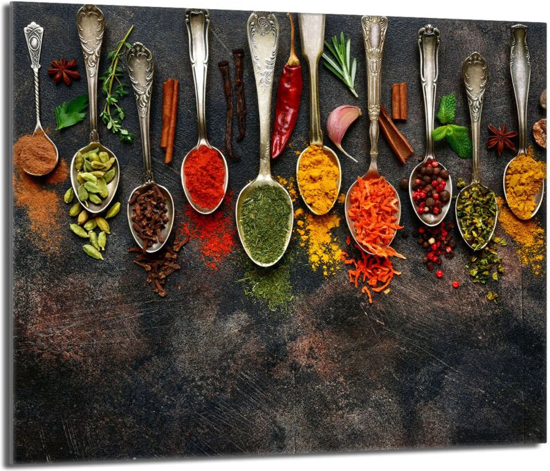 Glasschutzplatte für den Herd 60x52 Gewürze