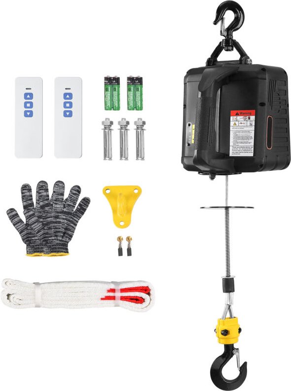 2-in-1 elektrische Hebewinde, 1100 lbs Kapazität, 1500 w tragbare Kraftwinde mit kabelloser Fernbedienung, 22,9 ft Hubhö...