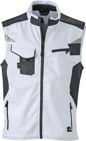 James&nicholson - jn Workwear Softshell Vest JN845 100%PES, white/carbon, Größe 2XL