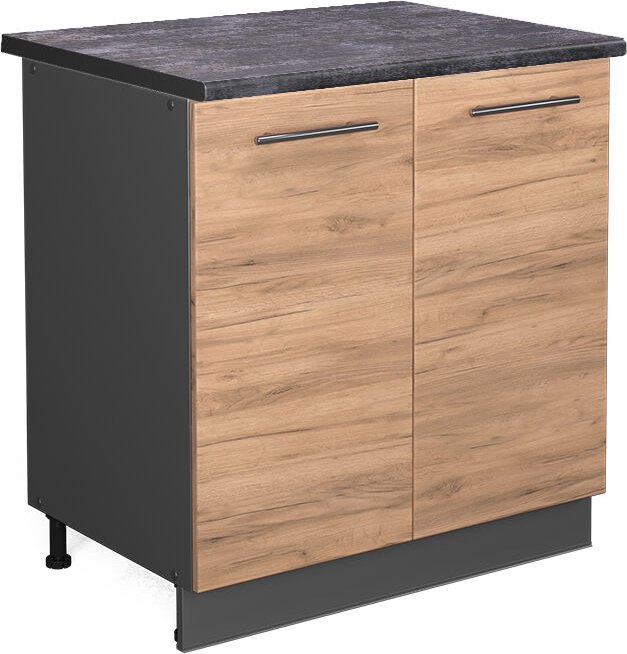 Spülenunterschrank Fame-Line, Goldkraft Eiche, 80 cm mit Regal, ap Anthrazit Vicco
