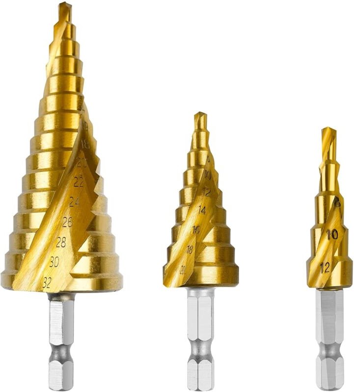 Csparkv - 3-teiliger Senkerbohrer, 4–12 mm/4–20 mm/4–32 mm konischer HSS-Bohrer mit Titanbeschichtung, doppelt geschlitz...