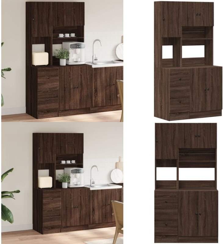 Küchenschrank Braun Eichen-Optik 95x50x180 cm Holzwerkstoff - Küchenregal - Holzschrank - Esszimmertisch - Wohnraumorgan...