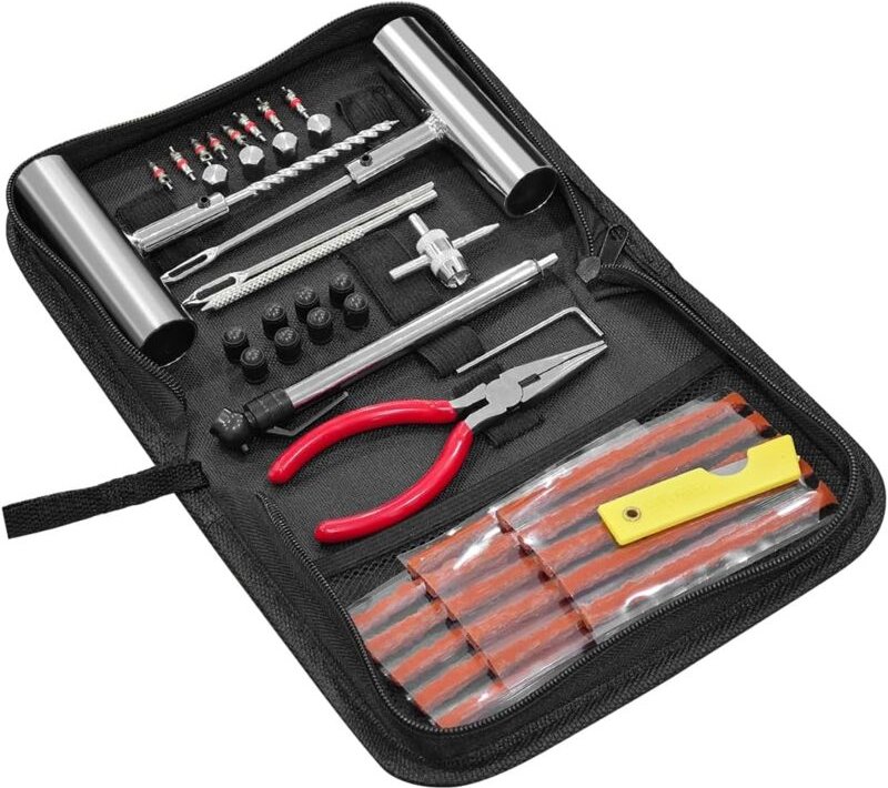 Sollbry - 46-teiliges robustes Reifenstopfen-Set für die Pannenreparatur, Auto-Notfallwerkzeug, universelles Pannenrepar...