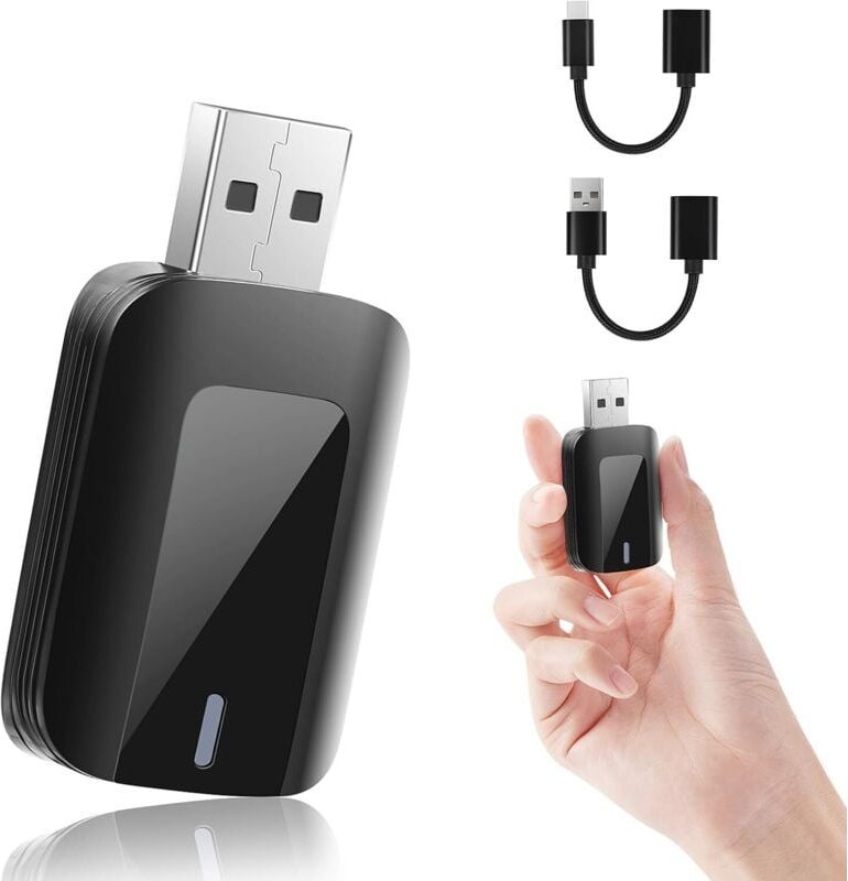 2-in-1-Wireless-Adapter für Android Auto und CarPlay, Stick konvertiert kabelgebundenes Android Auto/CarPlay in kabellos...
