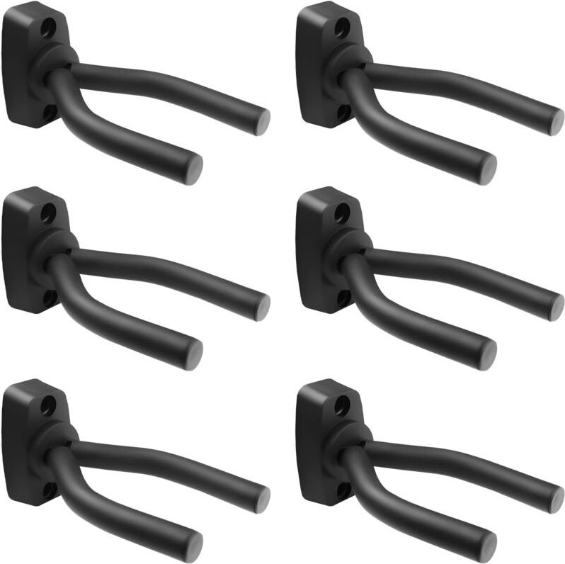 Ahlsen - 6 Stück schwarze Gitarren-Wandaufhängung, Gitarrenhaken, Gitarren-Wandhalterungen, Gitarren-Aufhänger, kompatib...