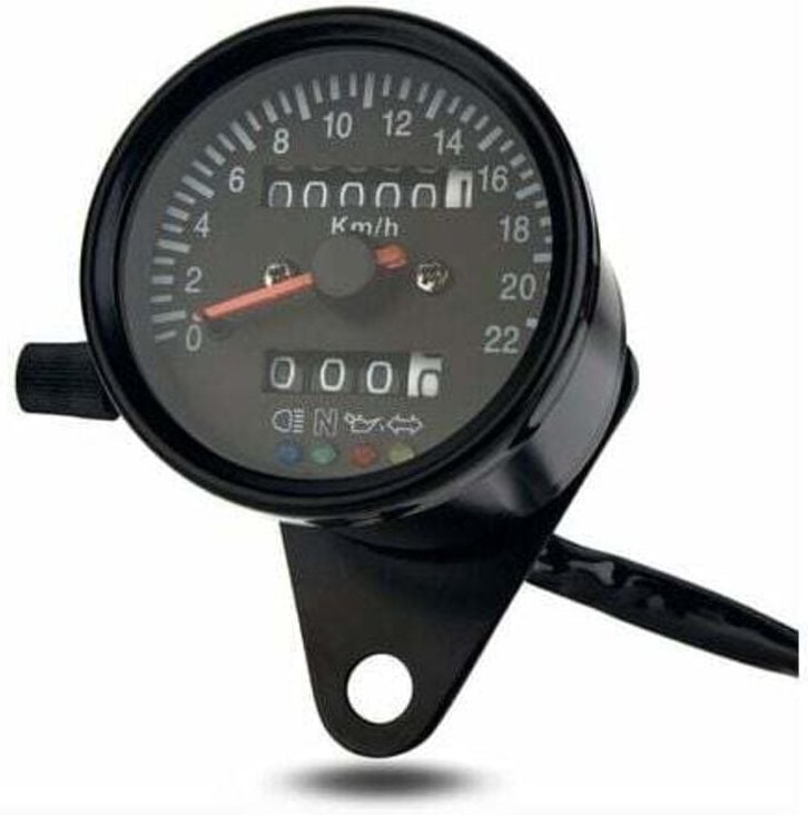 Nazalus-Hot Sale-Custom Retro Cafe Racer Motorrad Mechanischer Tachometer mit LED-Anzeige Kilometerzähler 220 km/h, Schw...