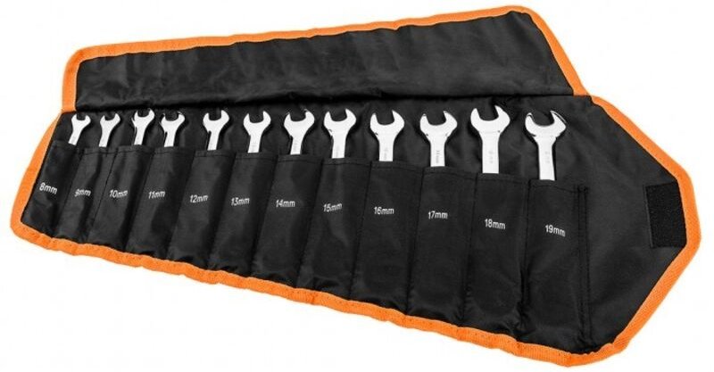 Ratschen-Ringmaulschlüssel mit Schalter, 12-teiliger Satz, 8 - 19 mm, Softcase