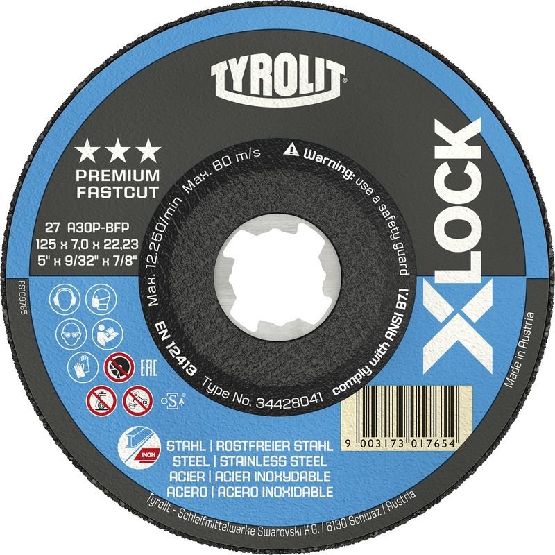Thumbnail - Tyrolit - x-lock Schruppscheibe Stahl/Niro Premium 125 x 7 mm 2in1 Form 27